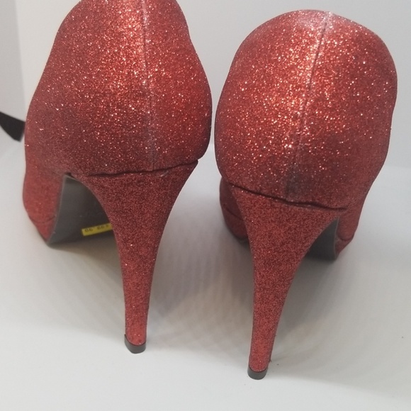 Diane B. Milano red glitter peep toe heel 41 - Picture 3 of 5